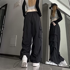 美式速干工装休闲裤女秋季冲锋裤抽绳阔腿裤子运动长裤QK86-P40，男装工装外套，星座1008-1