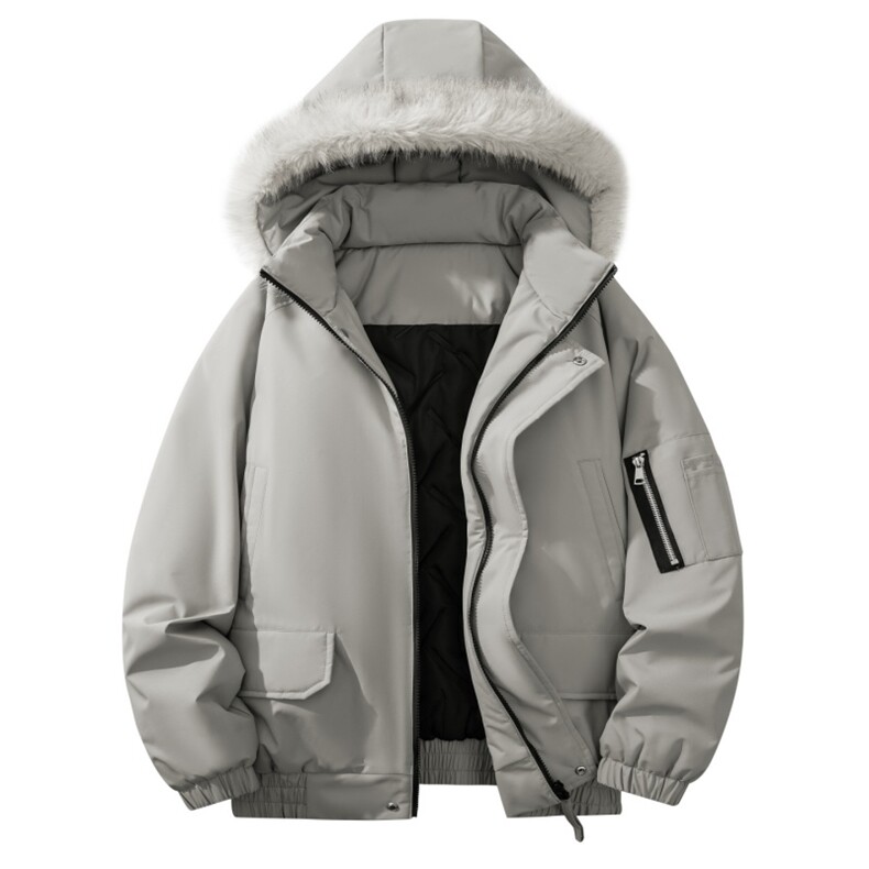 自家图有视频复古加绒毛领外套棉衣新款连帽派克棉服M2572p95，男装棉衣，电商D315