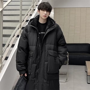 羽绒服男冬季新款港风休闲长款连帽白鸭绒外套YR928-P180(控价208图片