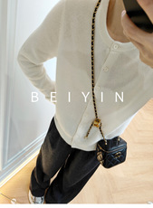 2025年秋季通勤常规单件长袖开衫时尚百搭通勤简约，女装针织衫/毛衣，航淼羊绒