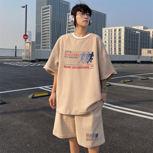 ！2025夏季新款男士潮流百搭华夫格短袖T恤套装HTZ113P50图片