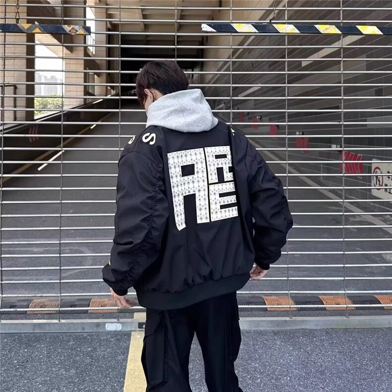 美式高街飞行员夹克春秋外套男女字母刺绣设计棒球服男GAA001P60，男装夹克，星座1013-5