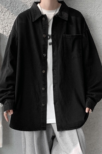8XL-M 特大码牛仔衬衫宽松浅蓝色牛仔外套男休闲衬衫CS502P68控88图片