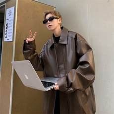 2023皮衣外套男宽松美式复古痞帅高级感炸街夹克潮流W7809-P68，男装夹克，星座512-4