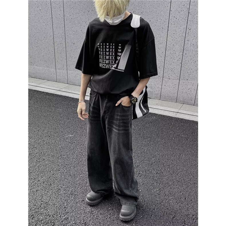 高街暗黑牛仔裤男士韩版潮流痞帅2024秋季新款ins长裤RK1680-P45,男装牛仔裤,星座412-2