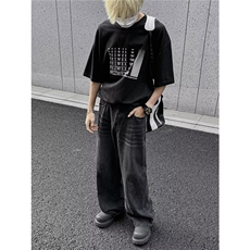 高街暗黑牛仔裤男士韩版潮流痞帅2024秋季新款ins长裤RK1680-P45，男装牛仔裤，星座412-2