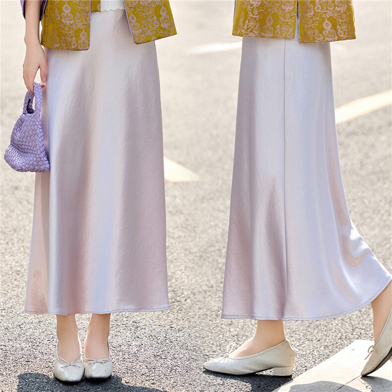 高腰A字中长款半身裙女2026春季新款垂感显瘦气质长裙轻奢优雅风，女装半身裙，悠米