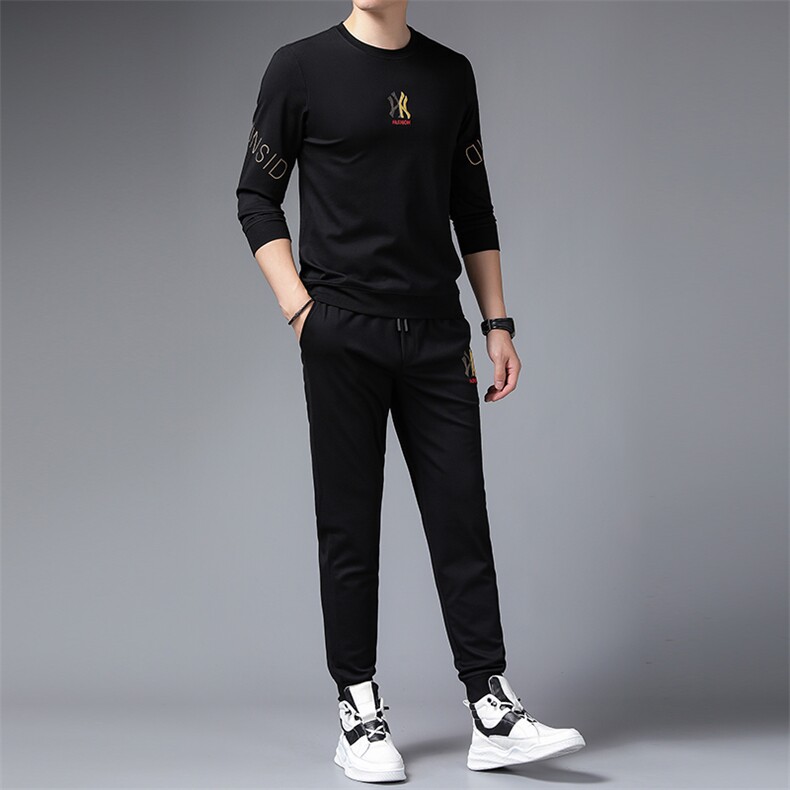 秋季男士休闲运动服套装男中年圆领时尚气质长袖卫衣裤两件套潮流,男装休闲套装,电商B212（原钱塘6029）