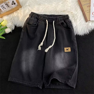 牛仔短裤男夏季薄款宽松直筒五分裤子潮牌美式高街中裤N06054-P40图片