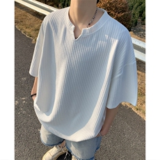 ！2026夏季新款男士V领短袖潮牌肌理感半袖T2501特P22，男装T恤，电商B220