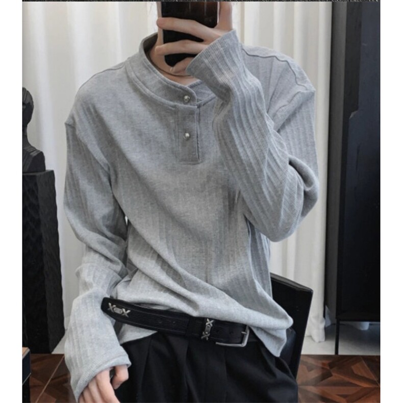 【003】长袖polo衫男款老钱风亨利领t恤休闲上衣 A079-T828-P34图片