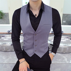 Y8775-型男潮紫色纯色短款V领排扣马甲外套休闲青年马甲，男装背心/马甲，星座717A