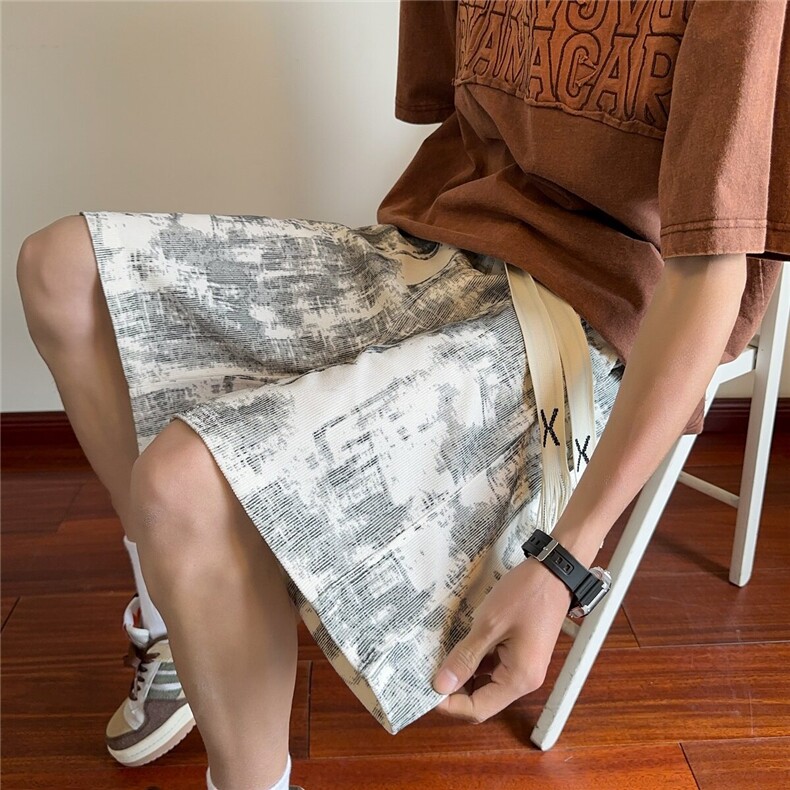 数据款2025夏季扎染短裤宽松直筒百搭休闲五分短裤CK2518*P28控58,男装牛仔裤,星座511-1