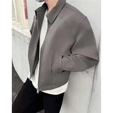 翻领垫肩斜纹夹克男士简约cleanfit双拉链飞行夹克外套JH518，男装夹克，星座1116A（原606A-3）