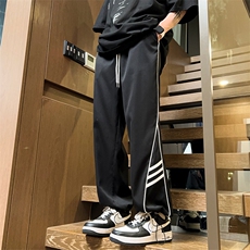 得物二开春季新款撞色侧条纹伞兵裤宽松直筒休闲运动裤K503-P32，男装休闲裤，星座914-3
