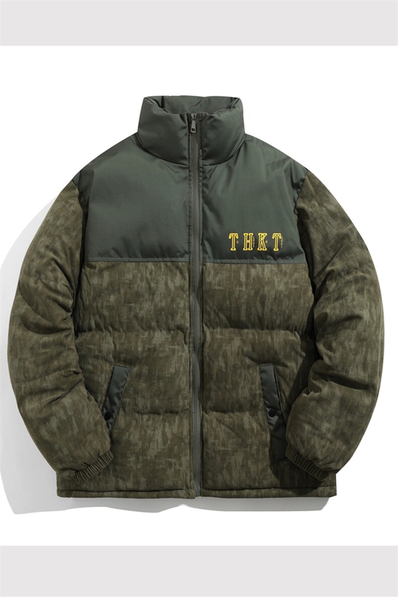 迷彩灯芯绒拼接棉衣棉服面包服立领棉袄外套【量大有差1615-P80,男装棉衣,星座207