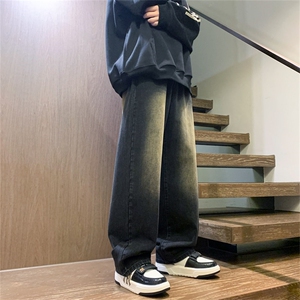 直筒牛仔裤男潮牌复古休闲水洗垂感宽松长裤子 A080-9001-P50控68图片