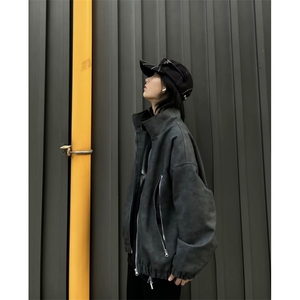 美式复古做旧PU皮衣棉服女2024新款冬季夹棉加厚棉衣CP128-P89图片