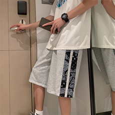 腰果花五分裤男潮牌夏季嘻哈运动裤子百搭拼接中性短裤D654-p28，男装休闲裤，星座1008