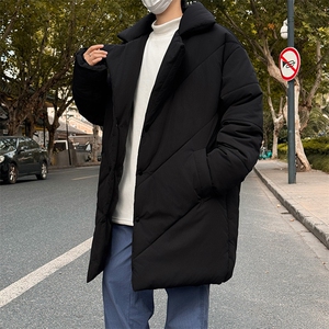 MY5082/P110冬季新男士中长款棉衣男宽松大码西服领棉服保暖棉袄图片