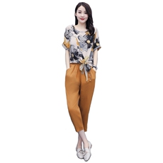 新款气质时尚潮流套装/套裙短袖夏季宽松圆领优雅，女装套装/套裙，施恩睿棋