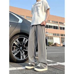 A178 XK458 新款夏季薄款男直筒长裤冰丝休闲宽松垂感阔腿卫裤图片