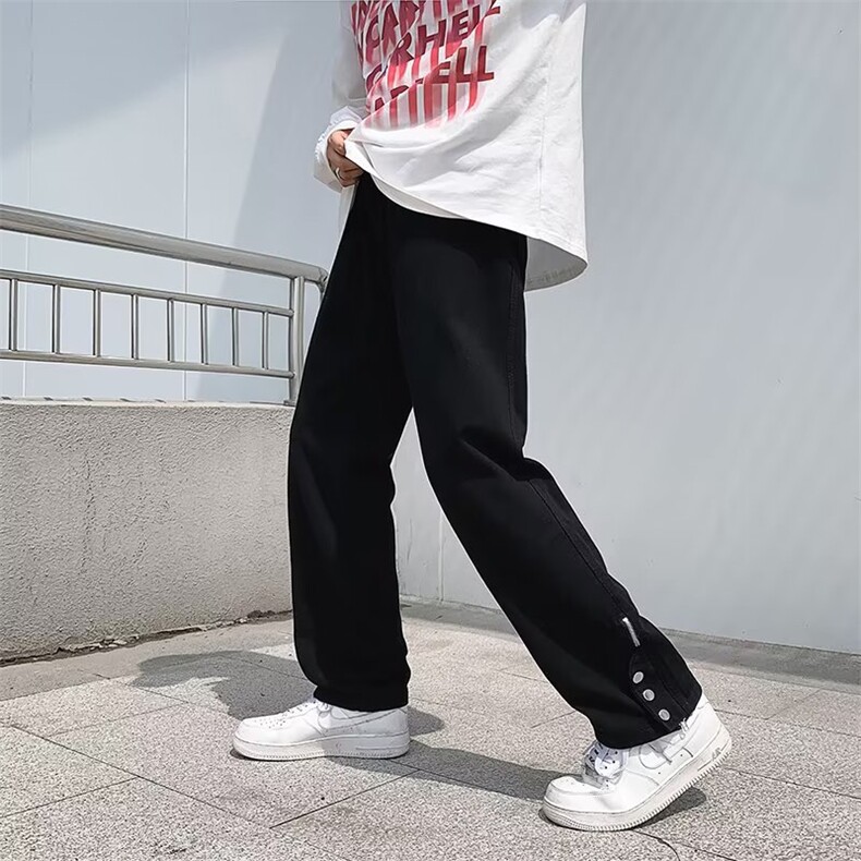 侧排扣工装牛仔裤夏季ins高街拉链街头裤子男欧美潮流K3631-P38,男装休闲裤,星座512-2