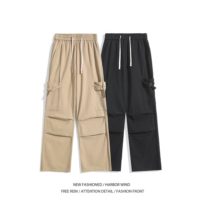 抖音品质秋季新款潮流双褶宽松休闲工装裤B315-K24237-特p40控78,男装工装外套,电商B315