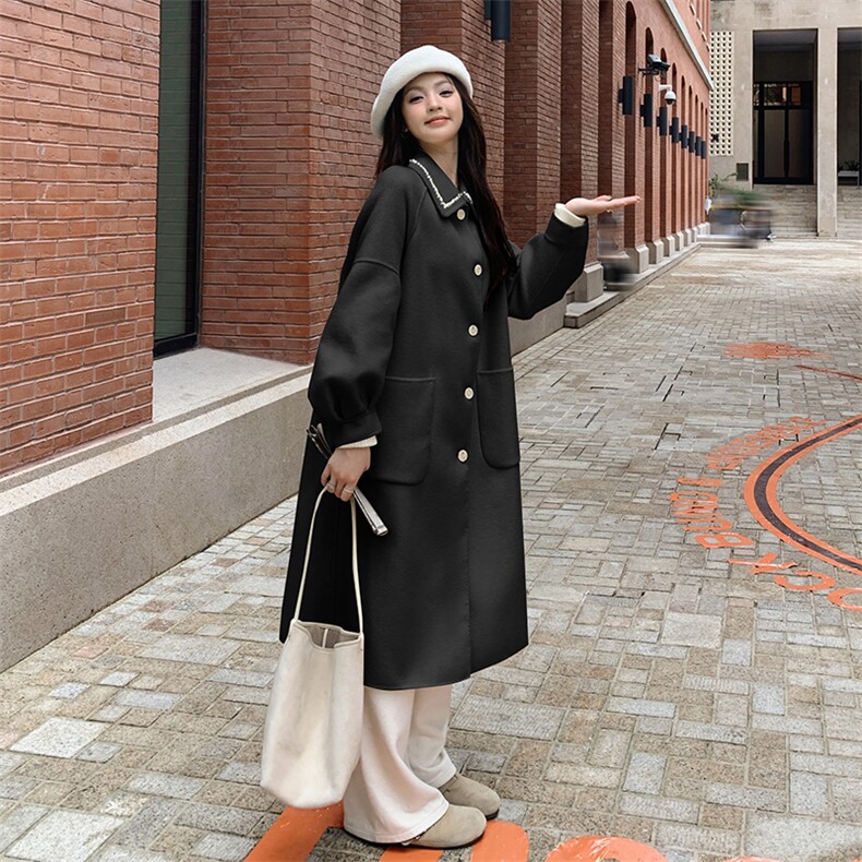 新年红色双面羊绒大衣女结婚2025秋冬新款高级感中长款羊毛呢外套,女装双面呢大衣,丝露依尚（原SL）