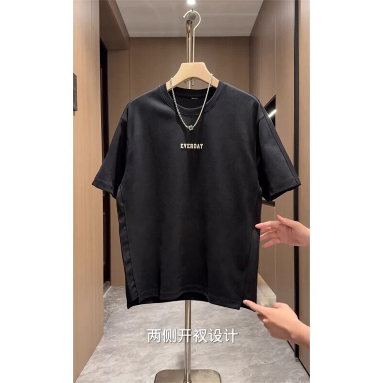 夏季新款纯色T恤男潮牌刺绣设计百搭打底衫简约圆领痞帅半截袖男,男装T恤,电商B212（原钱塘6029）