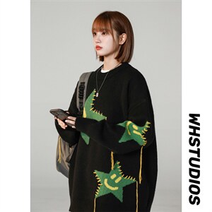 M6131/P70秋装中性风毛衣男女宽松大码针织衫学生潮外套毛线衣图片