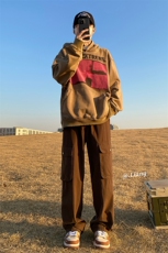 美式高街工装宽松直筒垂感阔腿裤棉715-6-BX20P65(控88），男装休闲裤，星座715-6