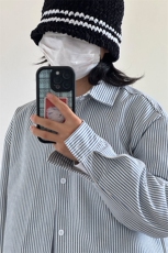 港风条纹衬衫宽松外套男女衬衣内搭衬衫CS017-P30，男装衬衫，星座301C-5