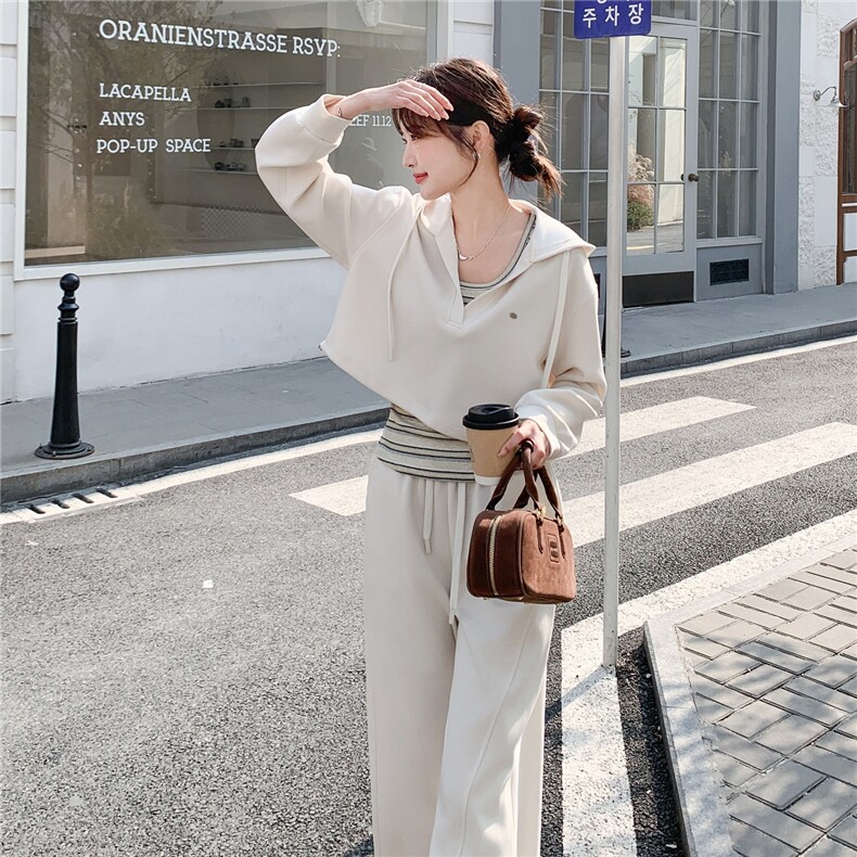 档口现货/条纹背心撞色连帽卫衣三件套套装2C233-902-P175-K288,女装套装/套裙,2C233