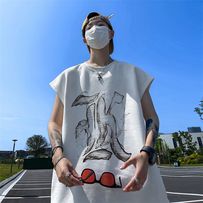 量大优供视频得物直播品220克夏季麂皮绒背心无袖T恤BJ202,男装T恤,电商A486