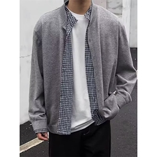JY749-P70美式复古休闲慵懒风格子假两件外套，女装短外套，星座1501-3