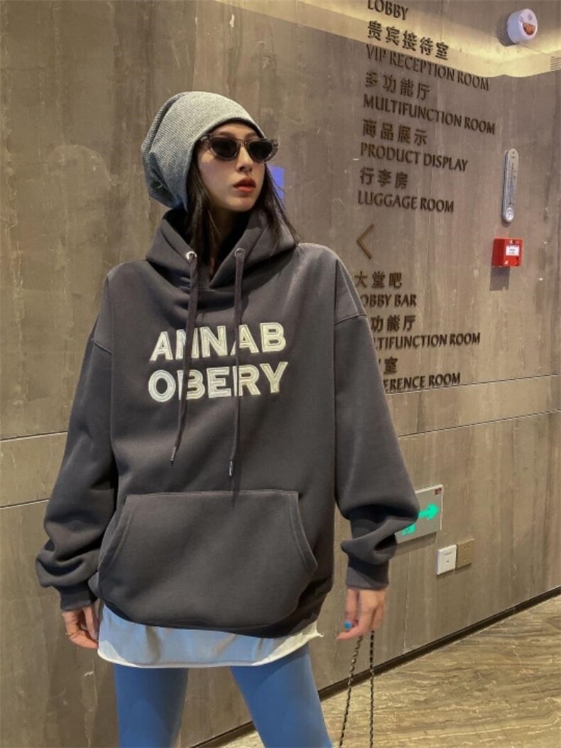 时尚休闲潮流加绒卫衣，女装卫衣/绒衫，泽妤