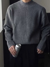 高领针织衫加厚内搭毛衣宽松打底针织线衣M76/P65，男装针织衫/毛衣，电商A243