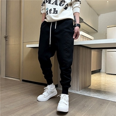 B230-99136-p85纯色立体字母凹凸印花束脚哈伦休闲卫裤男货源充足，男装休闲裤，电商B230