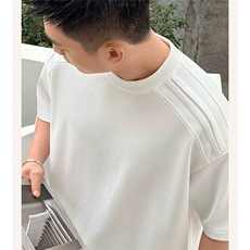 网图260克重磅高级感夏季正肩显瘦短袖轮廓线纯色重磅男士T恤P33，男装T恤，电商C306-1