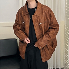现货-水洗质感复古皮外套男pu机车服潮牌痞帅夹克-AP23106-P115，男装夹克，电商A351