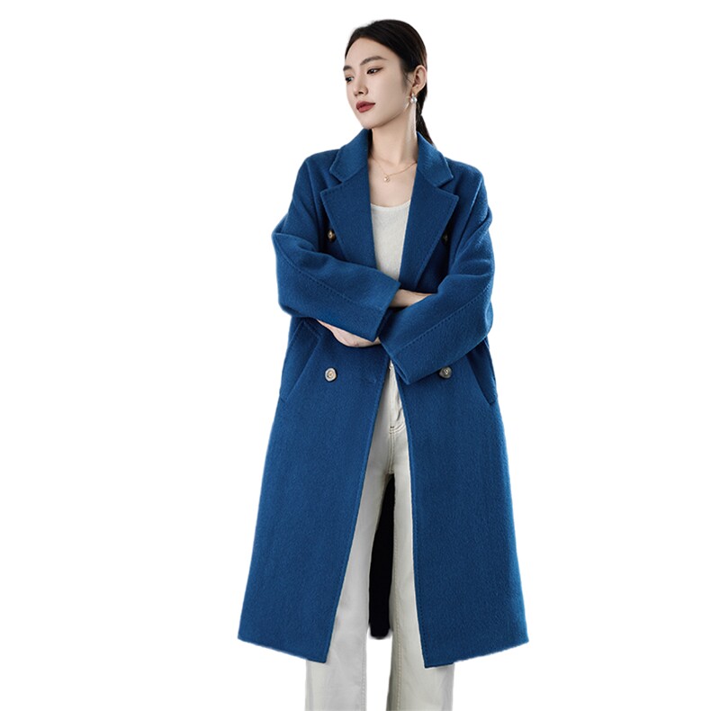 时尚百搭女士双面呢大衣羊毛显瘦修身气质优雅保暖舒适,女装双面呢大衣,岳达羊绒