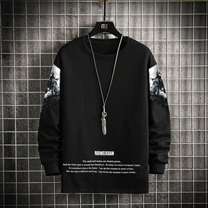 主推货足7XL-M 长袖卫衣男2023春季新款慵懒风休闲上衣加肥加大码图片