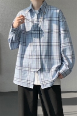 现货CS1122-特批48控88活力格子衬衫男女宽松潮流长袖衬衣，男装衬衫，电商A059