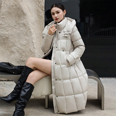 现货2025年冬季中长款白鸭绒厚款，女装羽绒服，琦鑫阁（原依鑫阁）
