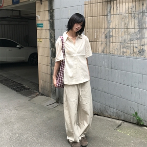 宽松亚麻长裤韩版阔腿裤 D328-AK7712-P45特图片