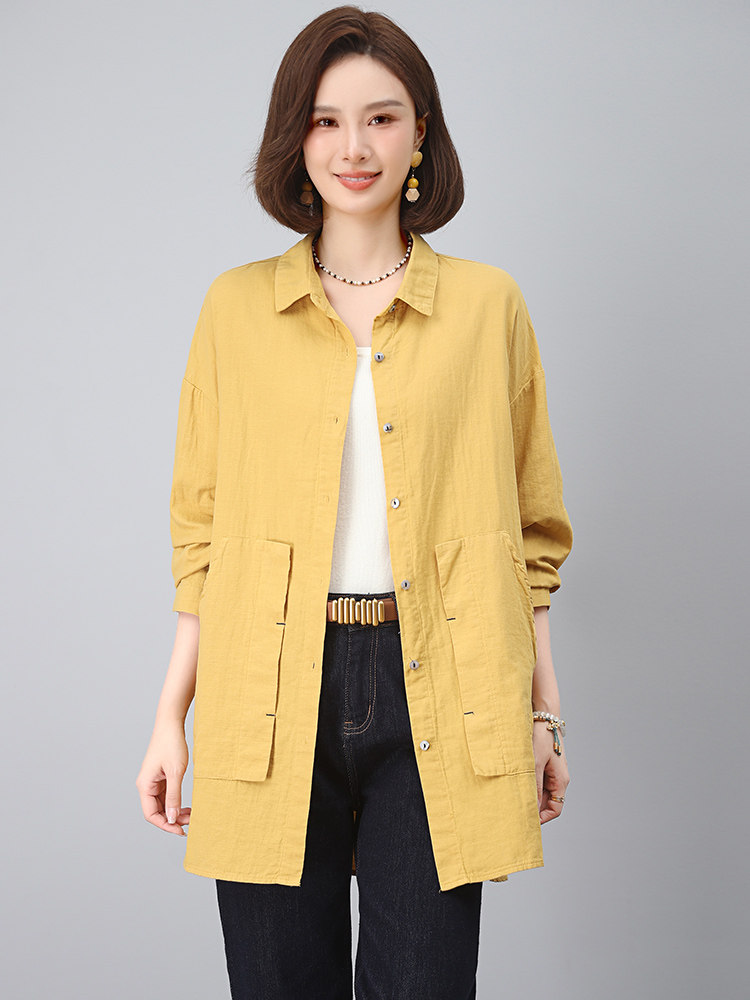 衬衫女2025春秋新款时尚洋气纯色气质减龄小个子妈妈休闲长袖上衣,女装衬衫,江忆布依