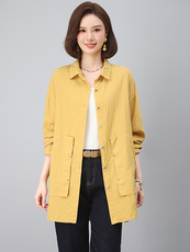 衬衫女2025春秋新款时尚洋气纯色气质减龄小个子妈妈休闲长袖上衣，女装衬衫，江忆布依