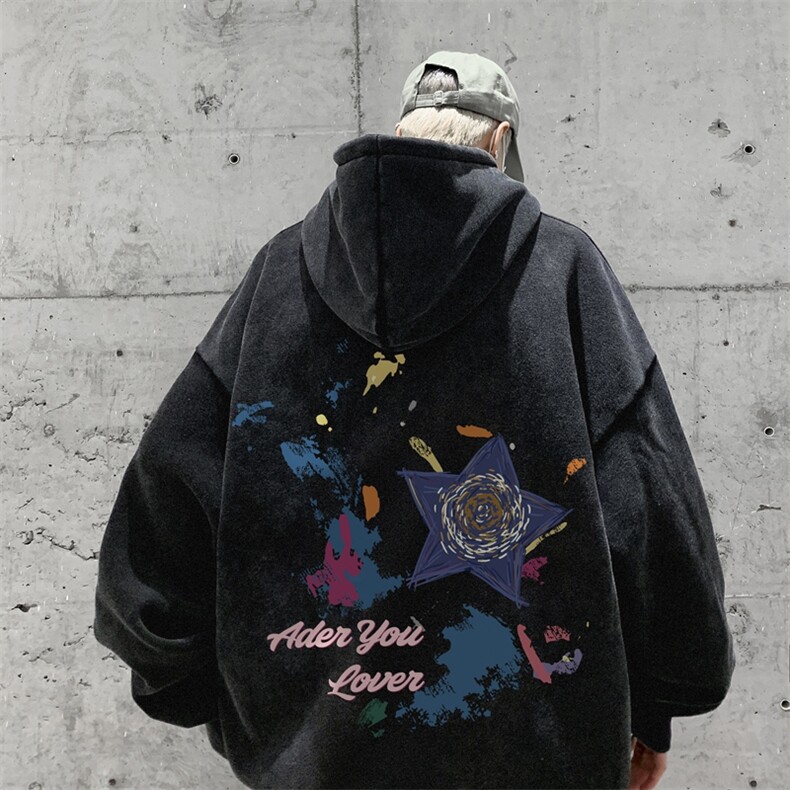 新图爆秋冬重磅水洗连帽卫衣美式大码男衣服XZ517A-3-WL3606-P68，男装卫衣，星座517A-3