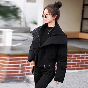 欧货短款羽绒棉服女小个子2024年冬季新款高端洋气大翻领白图片
